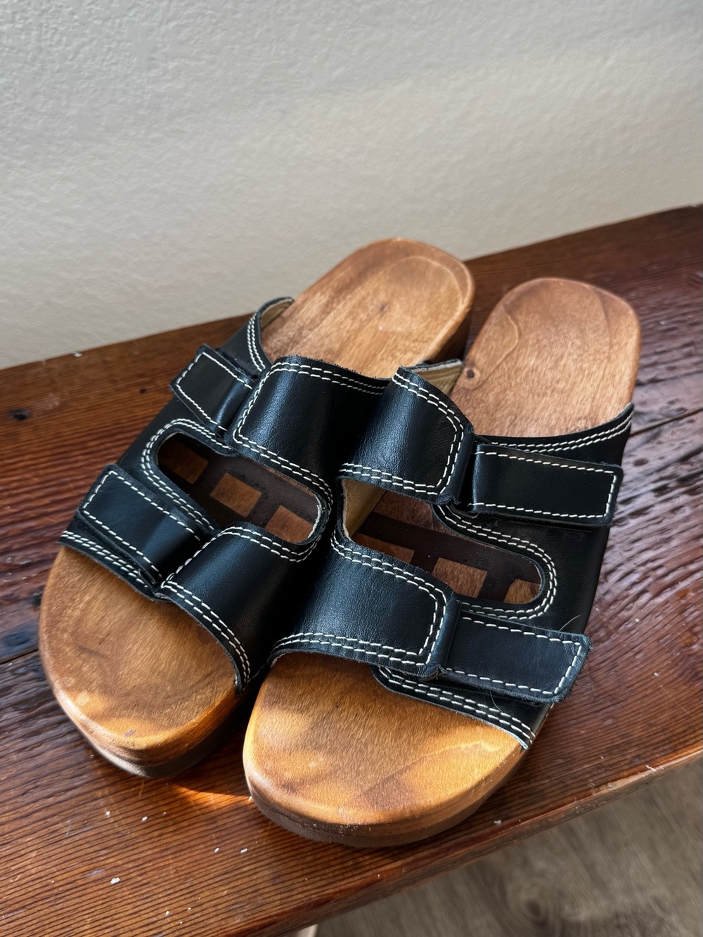 Woody Austrian Handmade Men’s Roman Clog Sandals Black Leather EU 43 / US 10